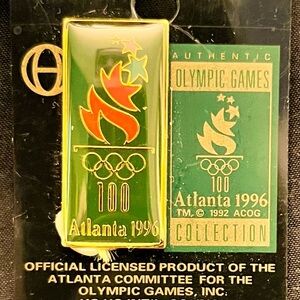 Authentic Olympic Games Collection Atlanta 1996 Green Gold Pin Memorabilia Gift